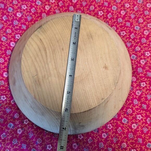 Vintage Primitive Wood Oak Bowl Handmade Artisan Boho Rustic Cottage Core - Picture 5 of 7